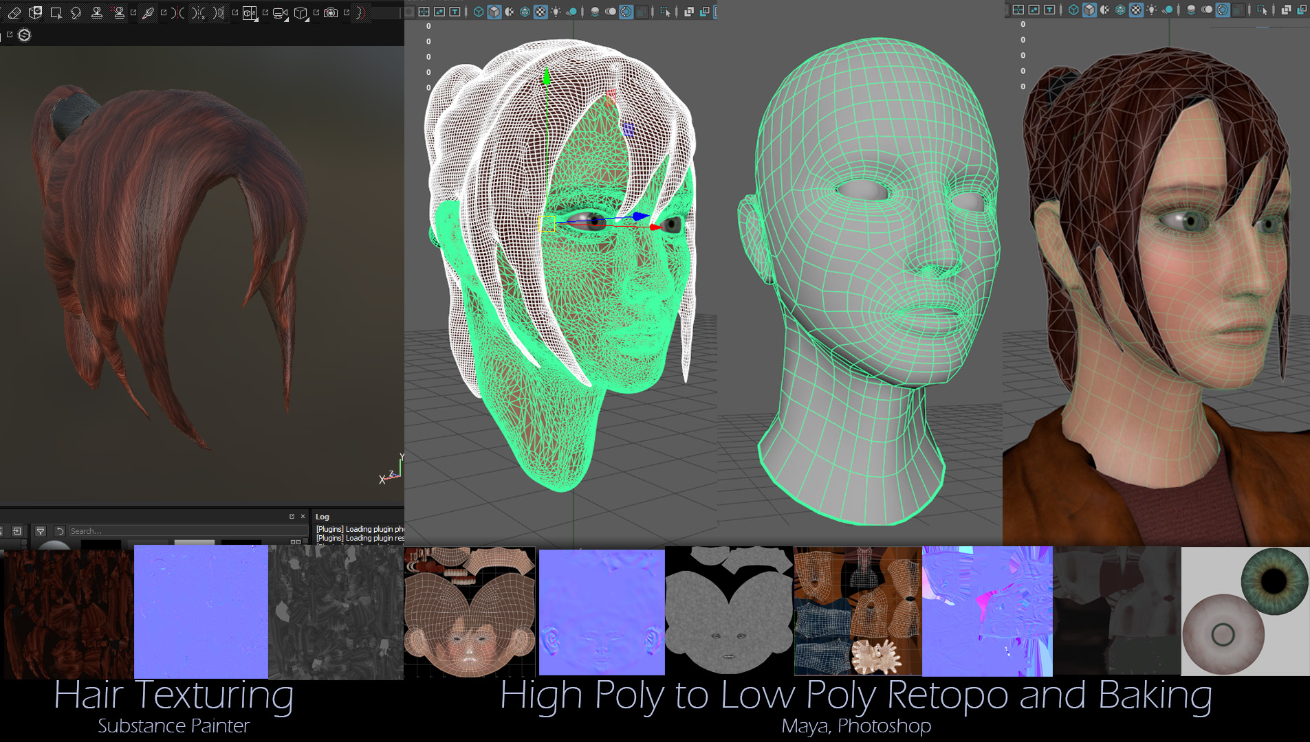 Katelyn high-to-low poly baking and retopology